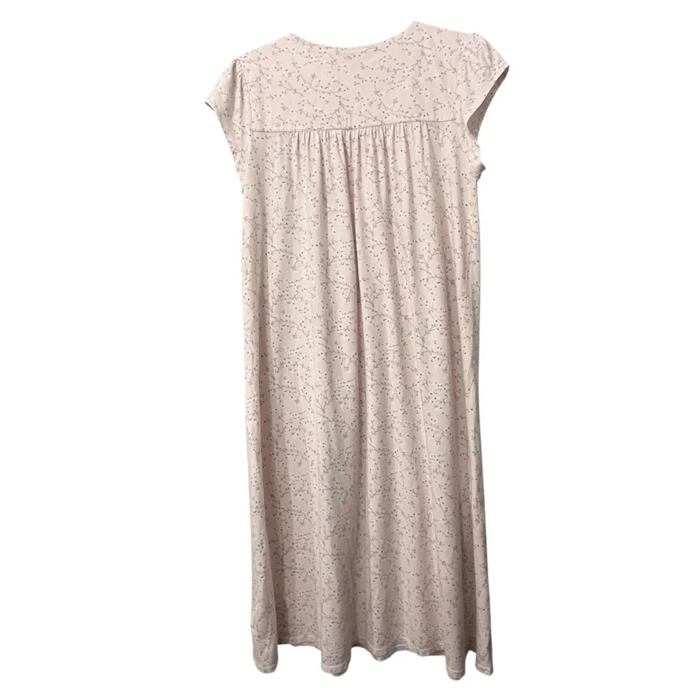 Eileen West Pink Floral Lace Trim Nightgown Size S - Picture 4 of 6